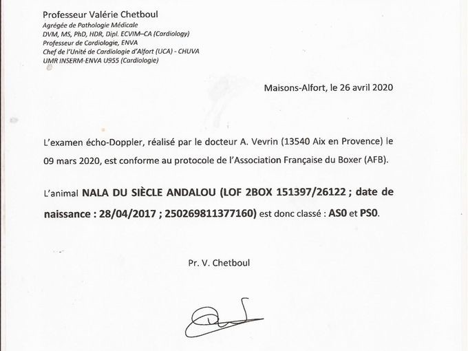 Résultats tests santé
